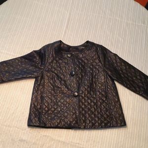 VINCE. Leather quilted cropped jacket